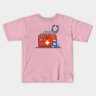 Medical Health Bag, Stethoscope, Jar, And Pills Kids T-Shirt